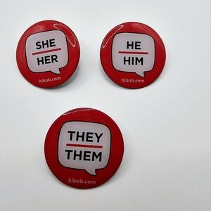 Red Pronoun Button Set by hibob